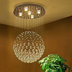 Sefinn Four Ball Shape K9 Raindrop Ceiling Light Modern Crystal Chandelier, H32 X D18, Single