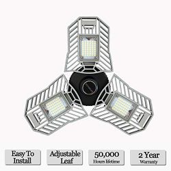 LED Garage Lights, Deformable LED Garage Ceiling Lights 6000 Lumens, 60W CRI 80 Led Shop Lights  ...