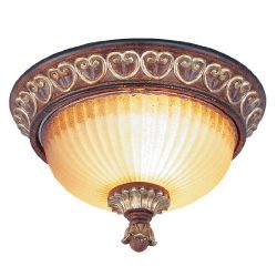 Livex Lighting 8562-63 Villa Verona 2 Light Verona Bronze Finish Flush Mount with Aged Gold Leaf ...