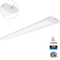 AntLux Linkable 4 Foot LED Wraparound Shop Light 40W Flush Mount Garage Lights, 4400 Lumens, 400 ...