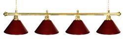 Iszy Billiards Metal Pool Table Light Billiard Lamp, Brass Rod with Burgundy Shades, 72-Inch