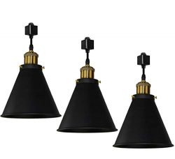 Kiven H-Type Track Pendant Lignting Antique Industrial Oil Rubbed Bronze Pendant Fixture 3 Pack, ...