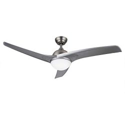 CO-Z Ceiling Fan w/LED Light 52” Brushed Nickel Finish with Three Silver Color Reversible Blades ...