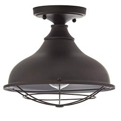 Stone & Beam Vintage Indoor Outdoor Flush Mount Light with Bulb, 9.24″H, Antique Bronze