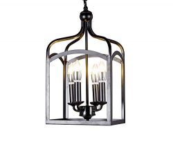 New Galaxy Lighting Antique Black finish 4-light Hanging Lantern Iron Frame Pedant Chandelier