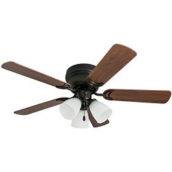 Prominence Home 50864 Whitley Hugger Ceiling Fan with 3 Light Fixture, 42″ LED Indoor Low- ...