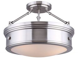 CANARM LTD ISF624A03BN Boku BN 3 Bulb Semi-Flush Mount Brushed Nickel with Flat Opal Glass