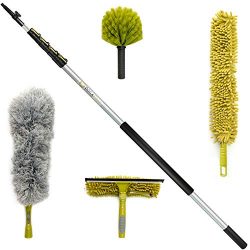 DocaPole Cleaning Kit with 24 Foot Extension Pole // Includes 3 Dusting Attachments + 1 Window S ...