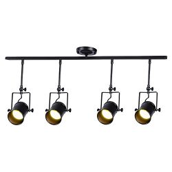 Vintage Matte Black Spotlight, Motent Industrial Retro Adjustable Metal Ceiling Lamp, Antique Fl ...