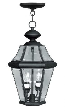 Livex Lighting 2265-04 Georgetown 2-Light Outdoor Hanging Lantern, Black
