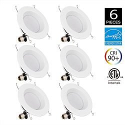 JJC 6Pack Recessed Lighting 6 Inch LED Dimmable Downlight Ceiling Lights 18W 3000K-Warm White 12 ...