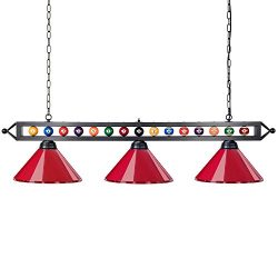 Wellmet 59” Hanging Pool Table Light Fixture for Game Room Beer Party, Ball Design Metal B ...