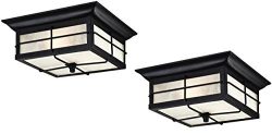 Orwell 2 Light Outdoor Flush Mount Fixture, Textured Black (2 Pack)