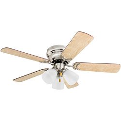 Prominence Home 50863 Whitley Hugger Ceiling Fan with 3 Light Fixture, 42″ LED Indoor Low- ...