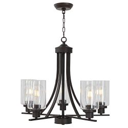 BONLICHT Rustic Kitchen Island Chandelier Lighting 5 Light Oil-Rubbed Bronze Traditional Chandel ...