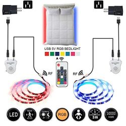 Topled Light LED Bed light Kit,RGB PIR Motion Activated LED Strip Sensor Night Light with Automa ...