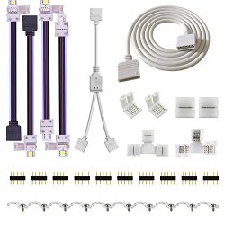 5PIN LED Strip Connector Kit – 10mm 5050 RGBW LED Connector Kit Include 9.8FT Extension Ca ...