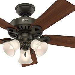 Hunter Fan 44 inch Traditional New Bronze Finish Ceiling Fan with Swirled Marble Glass Light Kit ...
