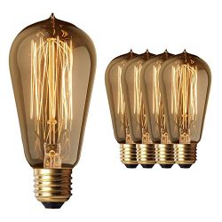 4 Pack Sale – Old Fashion Edison Light Bulbs – Highly Rated – 60W Vintage Squi ...