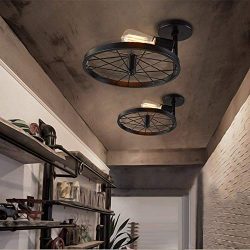 NIUYAO Vintage Industrial Wheel Shape Close to Ceiling Light , Retro style Wall Lamp Wall Sconce ...