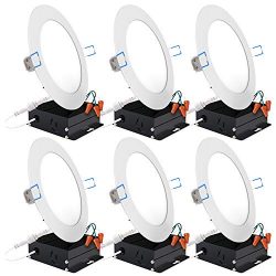 Sunco Lighting 6 Pack 6 Inch Slim LED Downlight with Junction Box, 14W=100W, 850 LM, Dimmable, 5 ...
