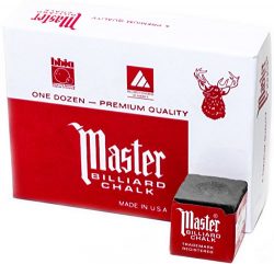 Master Billiard/Pool Cue Chalk Box, 12 Cubes, Grey