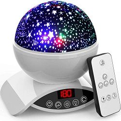 Amouhom Night Light Baby Star Projector, 8 Color Rotation Lamp with Timer Remote and Chargeable, ...