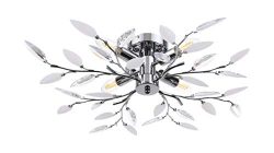 Ceiling Light with Acrylic Crystal Leaves and 4 Lights Decorative Chrome Finished Light Fixture, ...