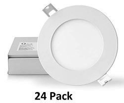 QPLUS 10W 4 Inch LED Recessed Lighting (3000K Warm White, 24 Pack), Canless Downlight Kit with J ...