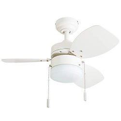 Honeywell Ceiling Fans 50600-01 Ocean Breeze Contemporary, 30” LED Frosted Light, Light Oak/Sati ...