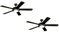 Westinghouse Comet 52-Inch Matte Black Indoor Ceiling Fan, Light Kit with Frosted Glass (Black 2 ...