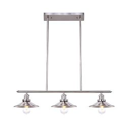 Wellmet Modern Kitchen Light Fixtures with Brushed Nickel Finish, Chrome 3-Lights Kitchen Island ...