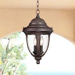 Casa Sierra Traditional Outdoor Ceiling Light Hanging Lantern Bronze 16 1/2″ Clear Seedy G ...