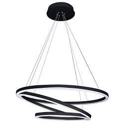 VONN VMC32500BL Modern Led Chandelier, Adjustable Hanging Light, Modern Circular Chandelier Ligh ...