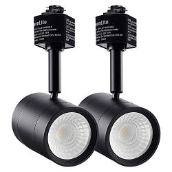 LEONLITE 2 Pack 8.5W (50W Equiv.) Integrated CRI90+ LED Black Track Light Head, Dimmable 38° Spo ...