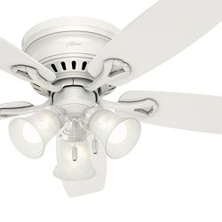 Hunter Fan 52 inch Traditional Ceiling Fan in White with Swirled Marble Glass Light Kit (Renewed)