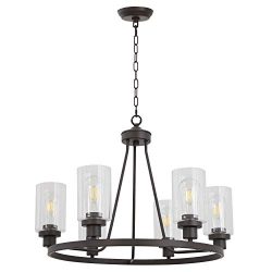 MELUCEE 6-Light Glass Chandelier Farmhouse Lighting, Kitchen Island Lighting Dining Room Light F ...