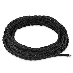 Electrical Cord FadimiKoo 46 Ft Twisted Textile Cord, 18/2 Cotton Cloth Covered Electrical Antiq ...