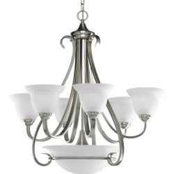 Progress Lighting P4417-09 6-Light Two-Tier Torino Chandelier, Brushed Nickel