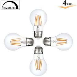 A19 LED Vintage 8Watt Light Bulb, E26 Edison Style Filament bulbs, A60 Dimmable light, 75 watt h ...