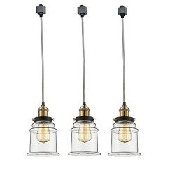 Kiven Set of 3 H-Type Track Lighting Industrial Kitchen Pendant Light – Antique Brass Hang ...