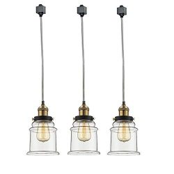 Kiven Set of 3 H-Type Track Lighting Industrial Kitchen Pendant Light – Antique Brass Hang ...