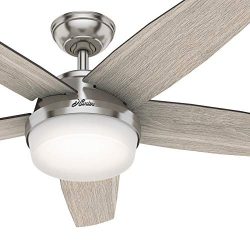 Hunter Fan 52 inch Contemporary Brushed Nickel Indoor Ceiling Fan with Light Kit and Remote Cont ...