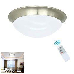 W-LITE 24W Dimmable LED Disk Light, Flush Mount Ceiling Light Fixture, Remote Control Surface Mo ...