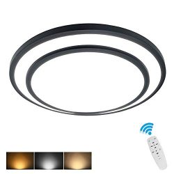 W-LITE 48W Round LED Ceiling Light Fixture Flush Surface Mount, Dimmable Remote Control Lighting ...