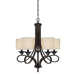 Westinghouse Lighting 6302900 Lenola Five-Light Indoor Chandelier, Amber Bronze Finish with Beig ...