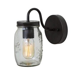 Bagood 1 Glass Mason Jar Pendant Close to Ceiling Light fixtures, Single