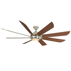 Harbor Breeze Hydra 70-in Brushed Nickel LED Indoor Downrod Mount Ceiling Fan with Light Kit and ...