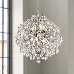 Modern Pendant Chandelier Crystal Raindrop Lighting Ceiling Light Fixture Lamp for Dining Room B ...