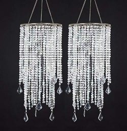 FlavorThings 2pcs Sparkling Iridescent Hanging Chandelier,W8.5″XH20.5″,Great idea fo ...